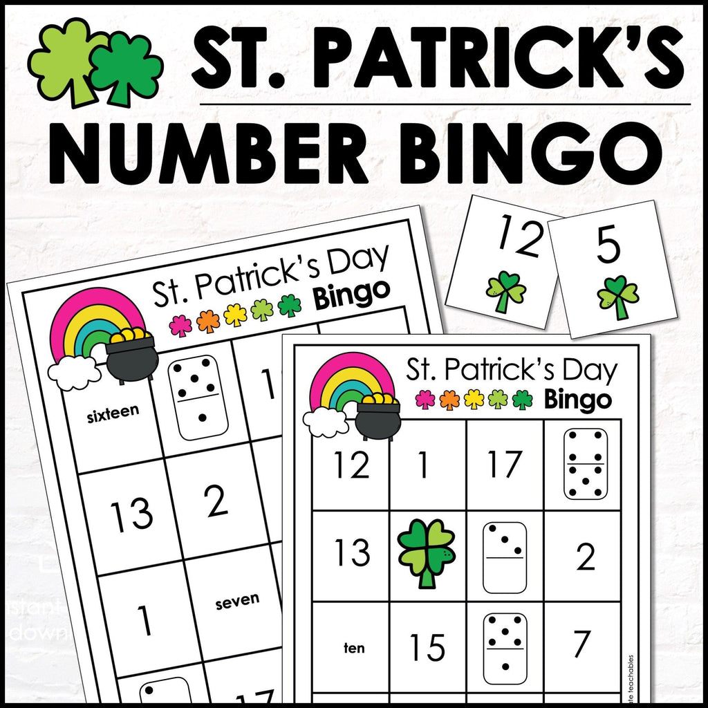 St. Patrick's Day Number Fluency Bingo | Number Recognition from 1 to 20 - Hot Chocolate Teachables