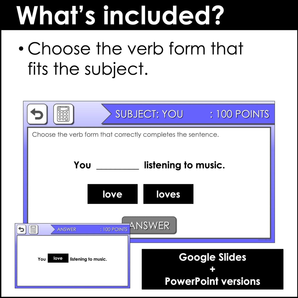 Subject-Verb Agreement in Sentences and Questions | Interactive Game Show - Hot Chocolate Teachables