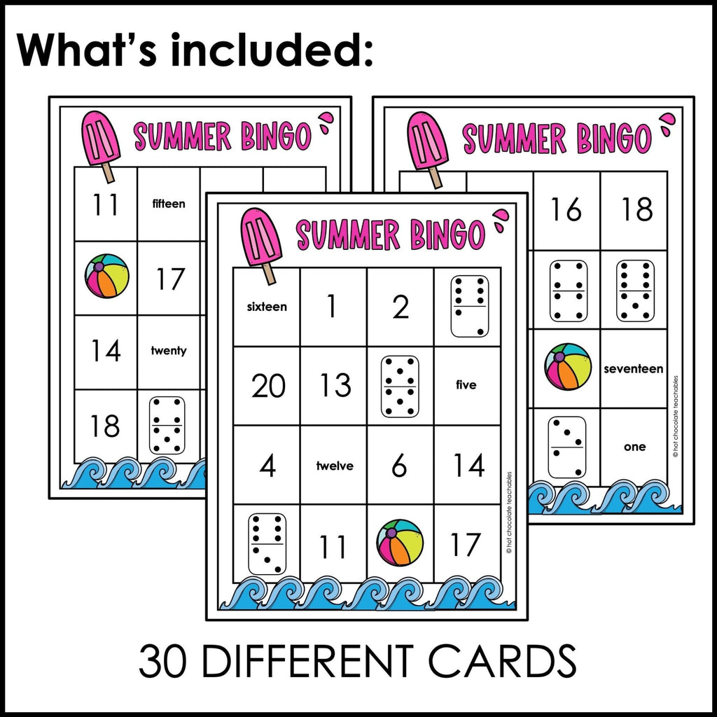 Summer Number Bingo 1-20 | Number Sense | BUNDLE - Hot Chocolate Teachables