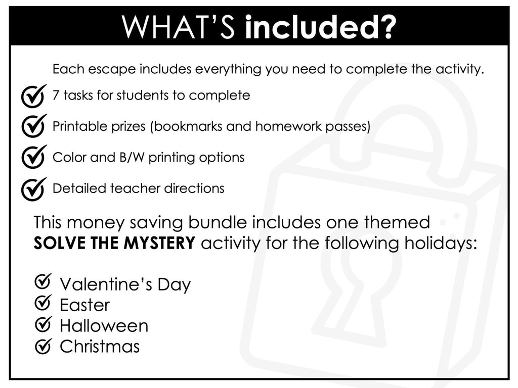 Vocabulary & Parts of Speech Solve the Mystery - Escape Activity BUNDLE - Hot Chocolate Teachables