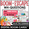 Wh Questions Digital Escape Boom Cards - What, Where, When, Why, Who, How - Hot Chocolate Teachables