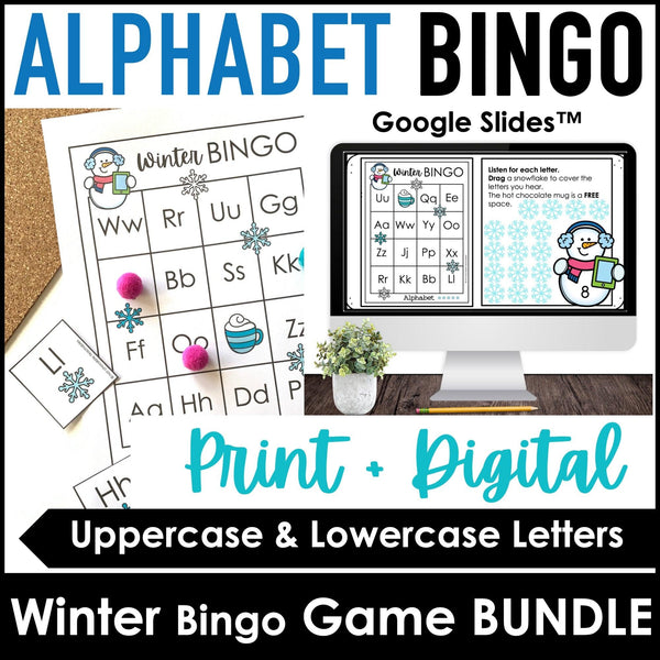 Winter Alphabet Fluency Bingo Game Bundle - Hot Chocolate Teachables