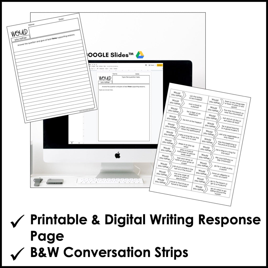 Would You Rather - Digital & Printable Questions for ESL Speaking & Writing - Hot Chocolate Teachables